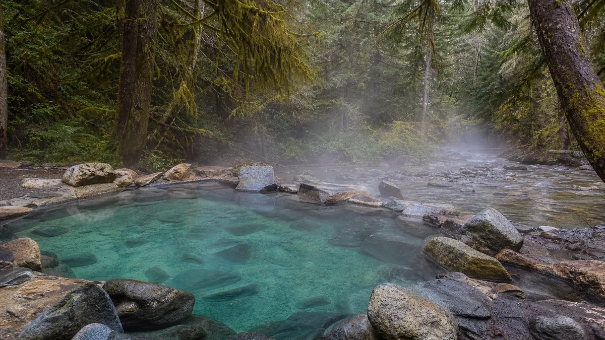 Natural Hot Springs geothermal travel guide illustration