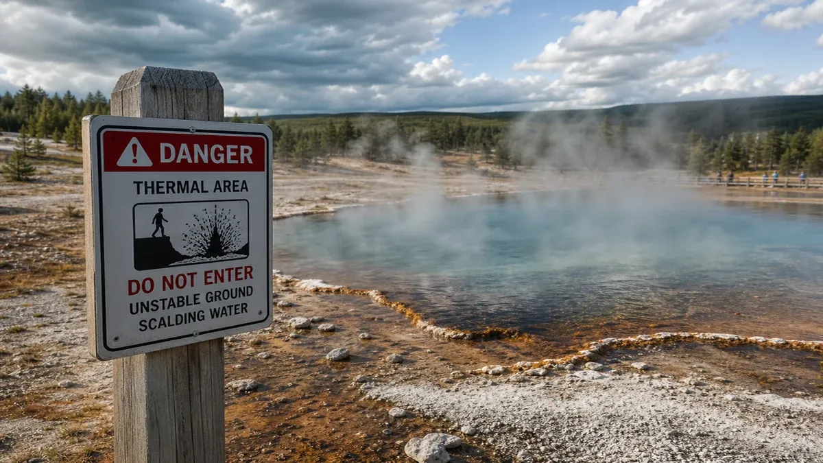Safety Information illustrated geothermal landscape
